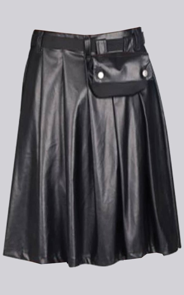 New Design Black Scottish Utility kilt with leather loops for men 30" to 60" 
