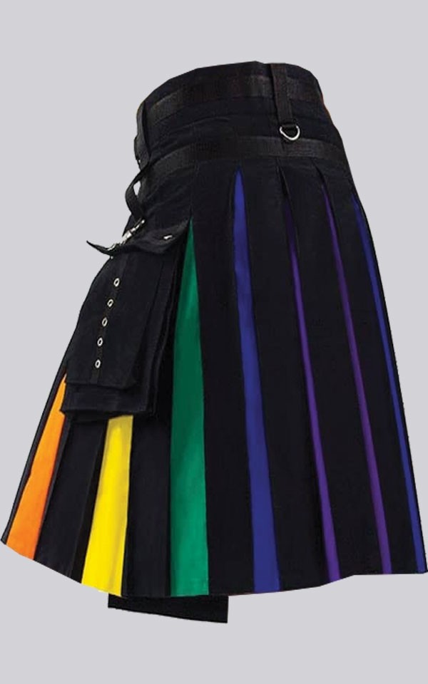 Men's Scottish Kilt Hybrid Kilt Utility Kilt Rainbow Kilt With LGBT ...